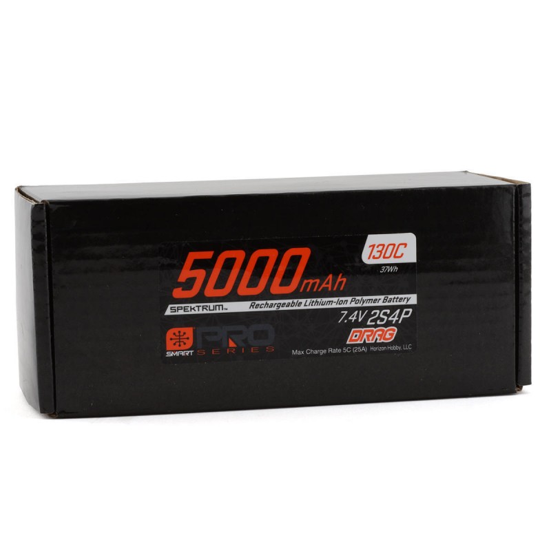Spektrum 7.4V 5000mAh 2S 130C Smart No Prep Drag LiPo Battery: IC5 - SPMXDRB2