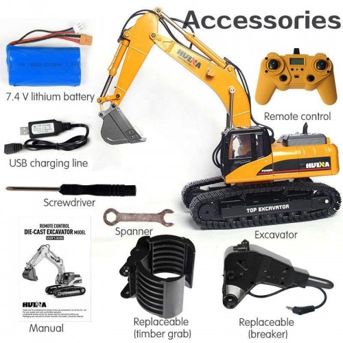HUINA 1580- Rc professional metal excavator with 23 functions